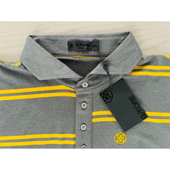 G/Fore Striped Polo Shirt Grey / Yellow ( XXL ) - Picture 3 of 4